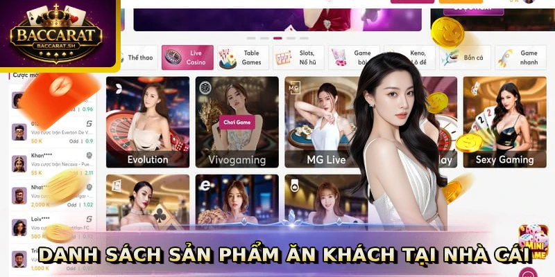 Danh sách sản phẩm ăn khách tại nhà cái